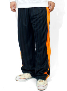 【新品】 LL ネイビー×オレンジ ジャージパンツ メンズ 大きいサイズ サイドライン ストレッチ スポーツ ランニングウエア トラックパンツ