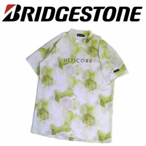 新品同様 近年新作 BRIDGESTONE GOLF ULTICORE 吸水速乾 ストレッチ モックネック 半袖シャツ メンズL ブリヂストン ゴルフウェア 230943