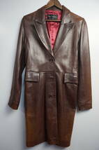 VENTCOUVERT LEATHER COAT ヴァンクヴェール 仔羊革ロングトレンチコート レディース　Sheep Leather Long Trench Coat_画像1