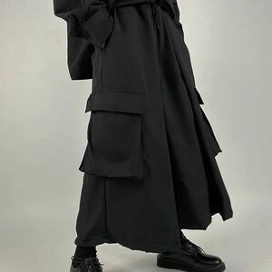  great popularity ~6L7L* height height woman worth seeing! wide cargo pants / hakama pants * black 