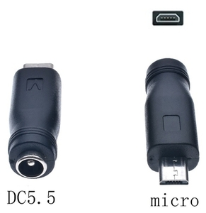 DC USB 変換 アダプター プラグ ジャック コネクター DC(メス) -Micro マイクロ USB Type-B (オス) 外径5.5mm内径2.1mm(1)