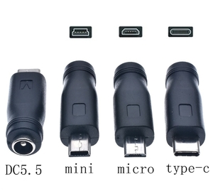3種セット DC-USB Type-C、Mini、Micro変換 アダプター プラグ ジャック コネクター