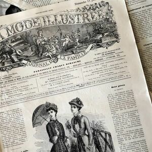 19世紀 フランスアンティーク 永遠の淑女とモード新聞 LA MODE ILLUSTREE 雑誌 ファッション ビクトリアン コラージュ 紙もの スクラップe