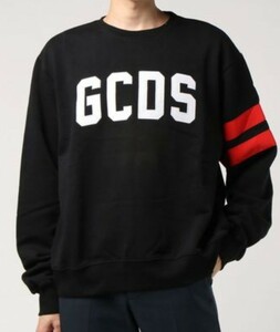 【G-DRAGON着用】◆大人気◆ イタリア製 ジーシーディーエス GCDS ロゴクルースウェット 黒 LOGO CREWNECK SWEAT トレーナー M