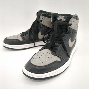 ナイキ　エアジョーダン1　AIR JORDAN 1 RETRO HIGH　26.5cm　ブラック　グレー　ハイカットスニーカー　NIKE　中古◆3111/藤枝インター店