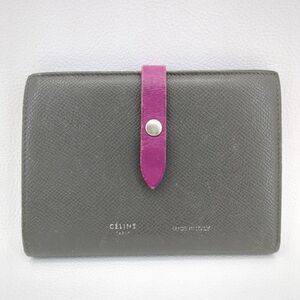 セリーヌ　二つ折り財布　マルチファンクション　グレー　パープル　箱　布袋　CELINE　中古　◆3111/藤枝インター店