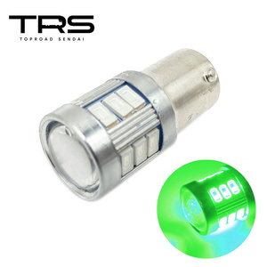 TRS LEDバルブ S25 シングル球 グリーン 18連 180度並行ピン 12/24V共用 アルミヒートシンク 310013