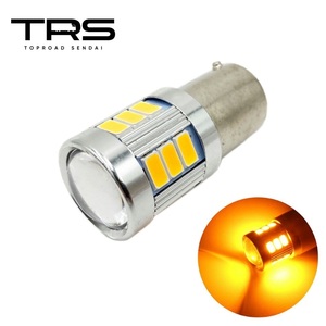 TRS LEDバルブ S25 シングル球 アンバー 18連 180度並行ピン 12/24V共用 アルミヒートシンク 310012