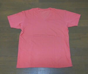 UNIQLO　ユニクロ　Tシャツ　Vネック　サイズM　ピンク　綿　ポリエチレン　半袖シャツ　カットソー