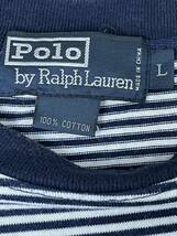 polo ralph lauren 半袖 Tシャツ ボーダー柄 ネイビー Lサイズ ポニー刺繍 ポケットt 古着_画像2