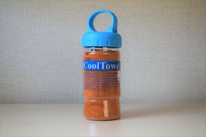 【新品・未使用】クールタオル 冷却タオル スポーツタオル 速乾 軽量 夏用 熱中症対策 ボトルケース付き オレンジ