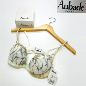 未使用品 /B/ Aubade パデットブラジャー タグ レディース ブラウン グリーン 上品 大人可愛い フラワー 花柄 エレガントモダン オーバドゥ