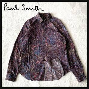 【人気】Paul Smith ポールスミス コットン 長袖 シャツ 総柄 ペイントアート 水玉 ドット 日本製 マルチカラー
