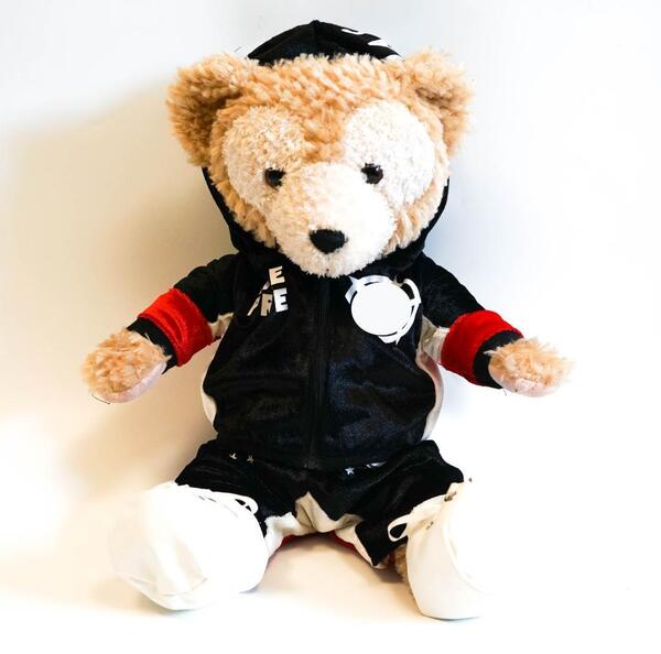 ダッフィー43cm 衣装 服装 コスプレ コンサート ジャージ 黒【現物撮影】