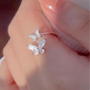 オープンリングバタフライ蝶指輪レディース