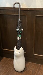 新品 アンブレラスタンド 傘立て ネコ 猫 陶器製 高さ34.5cm ホワイト 白 玄関収納 オブジェ インテリア 飾り 雑貨 置物 かわいい お洒落