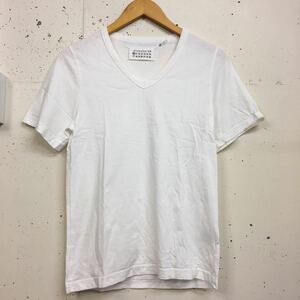 Martin Margiela メゾンマルジェラ ⑩ VネックTee オフホワイト 白 XSサイズ コットン tシャツ 半袖 無地 トップス カットソー 