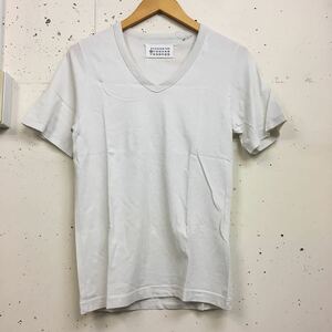 Martin Margiela メゾンマルジェラ ⑩ Vネック Tee tシャツ 半袖 薄グレー 無地 XS コットン トップス カットソー 