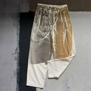 希少◆FRANK LEDER フランクリーダー ” 1960’s vintage german bedsheets linen pants ” 顔料加工 ツータック パンツ ベッドリネン