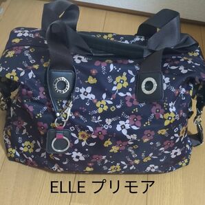 美品 ELLE エル 2way ボストンバッグ 花柄 プリモア 軽量 チャーム付き