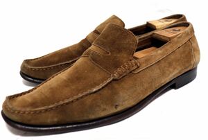 Santoni 10 28. бизнес обувь замша Loafer U chip Brown высококлассный обувь кожа большой размер бесплатная доставка!