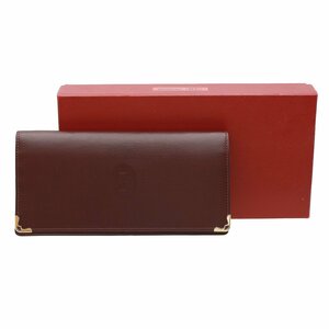 ★B2353 未使用 カルティエ マスト 二つ折り長財布 L3000466 ボルドー×ゴールド金具 Cartier メンズ レディース★