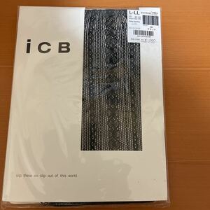 送料無料　新品　icB 網タイツ　ストライプネット柄　L-LL 黒ブラック　静電気防止　オールスルー　ATSUGI アツギ　送料込み