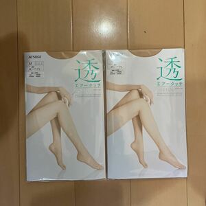 送料込み 新品 ATSUGI アツギ/透/2足/M/エアータッチ ASTIGU アスティーグ パンティストッキング 357スキニーベージュ ヌードトゥ 制菌