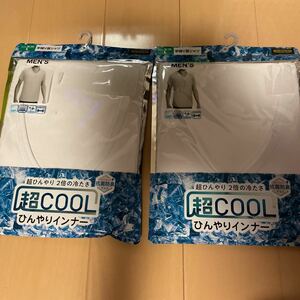 送料無料　新品　FIBER DRY 半袖V首シャツ　白ホワイト　アンダーシャツ　2枚セット　ひんやりインナー　超COOL サイズL 抗菌防臭