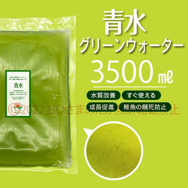 すぐ使える【青水　グリーンウォーター　3500ml】メダカ　めだか　金魚　熱帯魚　ミジンコ　ゾウリムシ　針子にどうぞ　スポイト付き