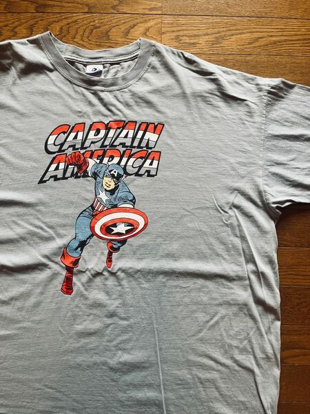 大きいサイズ　Marvel キャプテンアメリカ Tシャツ　メンズ　2XL グレー US古着　オーバーサイズ USA