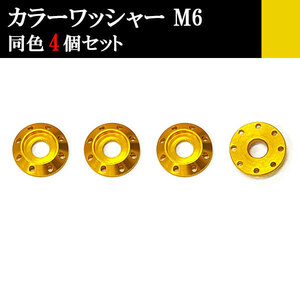 ナンバー フェンダー アルミ カラーワッシャー フジツボ ボルト座面枠 M6 20×4mm 同色 4個set 車 汎用 外装 カー用品 ゴールド