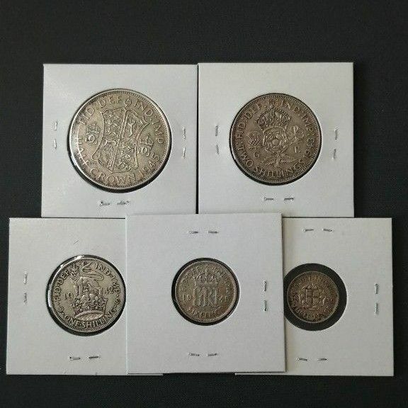 英国旧銀貨セット。