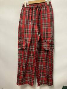  tartan check cargo pants red 