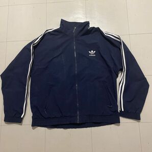80s adidas nylon navy jacket