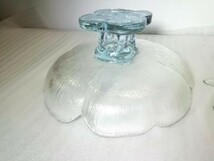 スペイン製　レトロガラス 器 　3段　花びら　輪花 硝子 鉢 花瓶　花器 　アンティーク置物_画像9