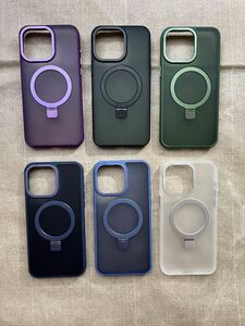☆スタンド付き☆iPhone 15 ケース　MagSafe 対応 ブルー