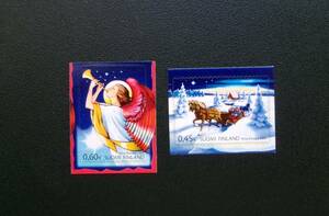 フィンランド発行 エンジェルやそりと教会などクリスマス切手 ２種完 ＮＨ 未使用
