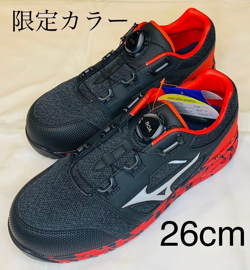 未使用品 ミズノ レッド×ブラック 安全靴-