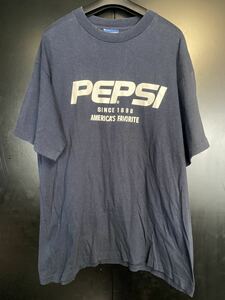 激レア80'S〜90'S 当時物 PEPSI Tシャツ ヴィンテージ ネイビー　サイズL 企業Tシャツ コカコーラ シングルステッチ ロゴTシャツ