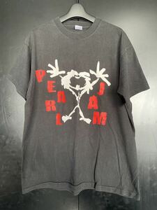 激レア90'S当時物 PEARL JAM Tシャツ ヴィンテージ サイズXL ブラック USA製 パールジャム シングルステッチ バンドTシャツ NIRVANA 