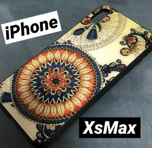 iPhone Xsmaxガラスケース　曼荼羅　メンズ　マンダラ　管理リXM