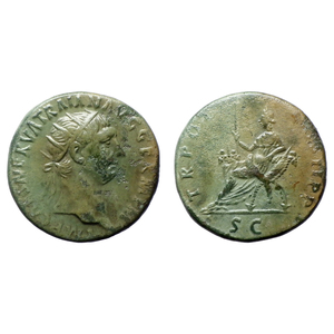 【古代ローマコイン】Trajan（トラヤヌス）クリーニング済 ブロンズコイン 銅貨 ドゥポンディウス(UZABjk8Zfg)