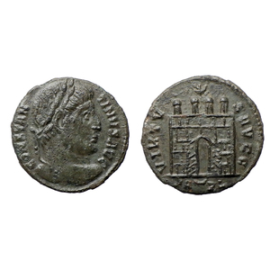 【古代ローマコイン】Constantine II（コンスタンティヌス2世）クリーニング済 ブロンズコイン 銅貨 フォリス(cgH8TXLRCM)