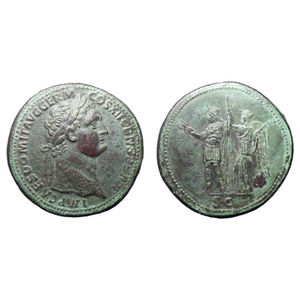 【古代ローマコイン】Domitian（ドミティアヌス）クリーニング済 ブロンズコイン 銅貨 セステルティウス(RS3tV6pJMr)