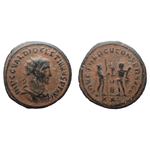 【古代ローマコイン】Diocletian（ディオクレティアヌス）クリーニング済 ブロンズコイン 銅貨 アントニニアヌス(5E95epw3D3)
