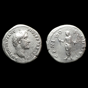 【古代ローマコイン】Antoninus Pius（アントニヌス・ピウス）クリーニング済 シルバーコイン 銀貨 デナリウス(hacsaC69Wc)