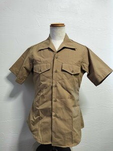 YC-098　ミリタリー系　メンズ　半袖　シャツ　サイズ 15 　中古　ヴィンテージ　カーキ　海兵隊　米軍　放出品　USMC 沖縄　同梱可　