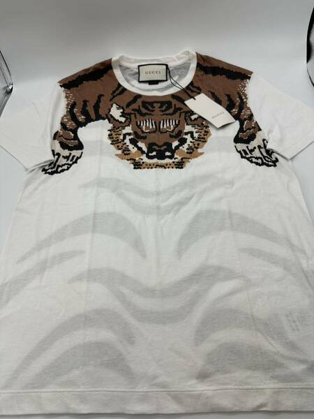 GUCCI グッチ タイガー 半袖Tシャツ カットソー 虎 白ホワイト イタリア製 メンズ レディース プリント