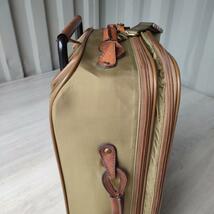 K58 hartmann ハートマン キャリーバッグ レザー×ナイロン 鍵2つ付き オリーブ カーキ スーツケース 旅行鞄 トラベル トランク 中古品_画像5